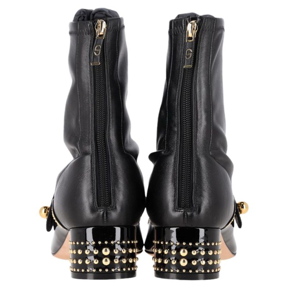 Dior Belle-D Embellished Heeled Ankle Boots in Black Leather - Picture 5 of 12